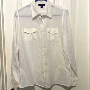 Lands’End linen button up shirt with 2 front pockets size S (6-8)